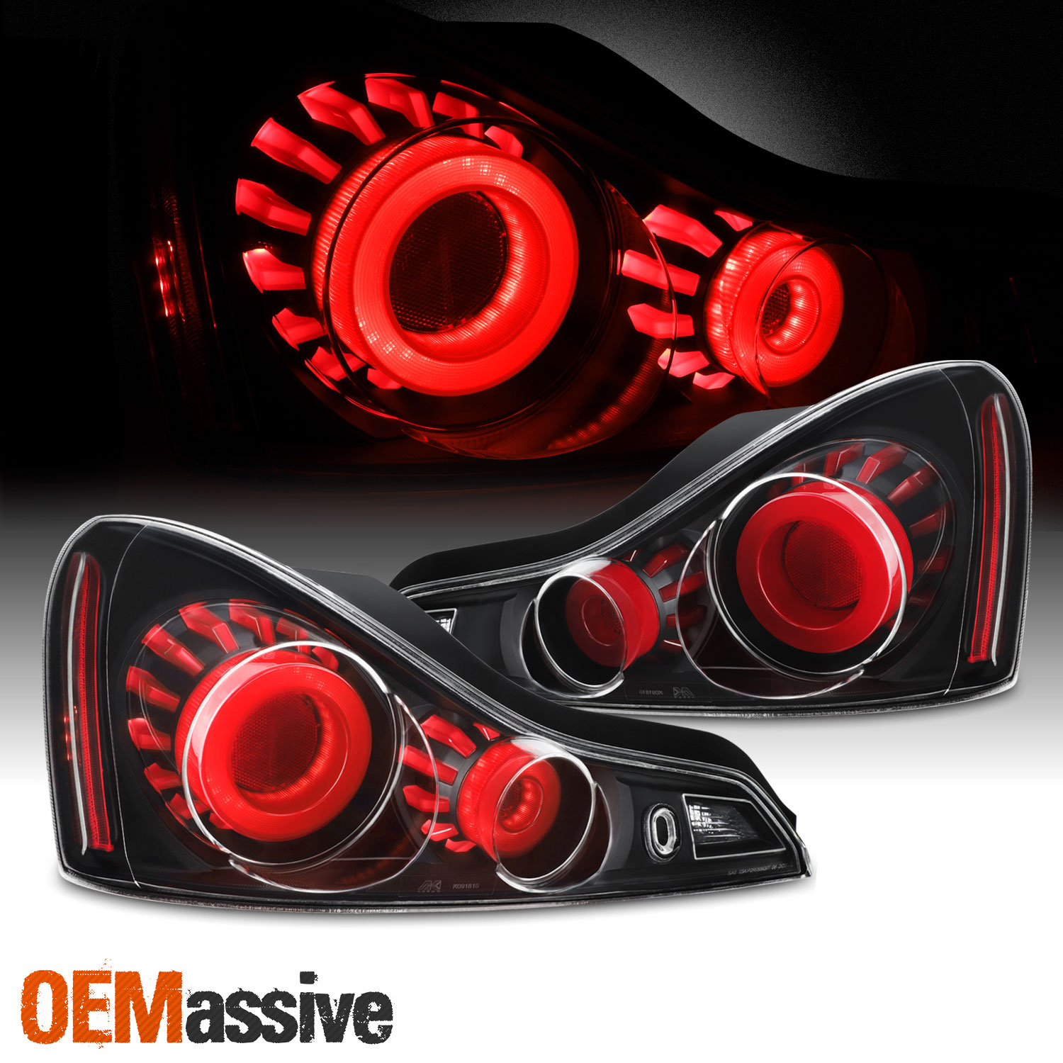 [GTR Style]Fit 20082015 G37 / Q60 Coupe 3D LED Tube Tail Light Black